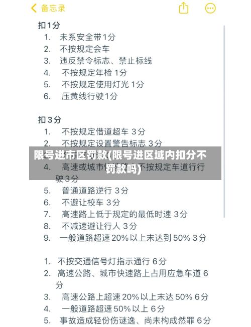 限号进市区罚款(限号进区域内扣分不罚款吗)