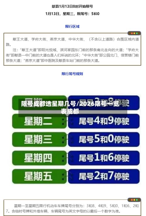 限号成都选星期几号/2026限号一览表成都